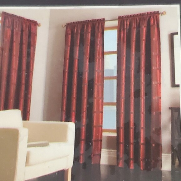 Allen + Roth Curtain Panel Roswell One Panel 56" x 84" Red Brown Rod Pocket NEW - Picture 2 of 7